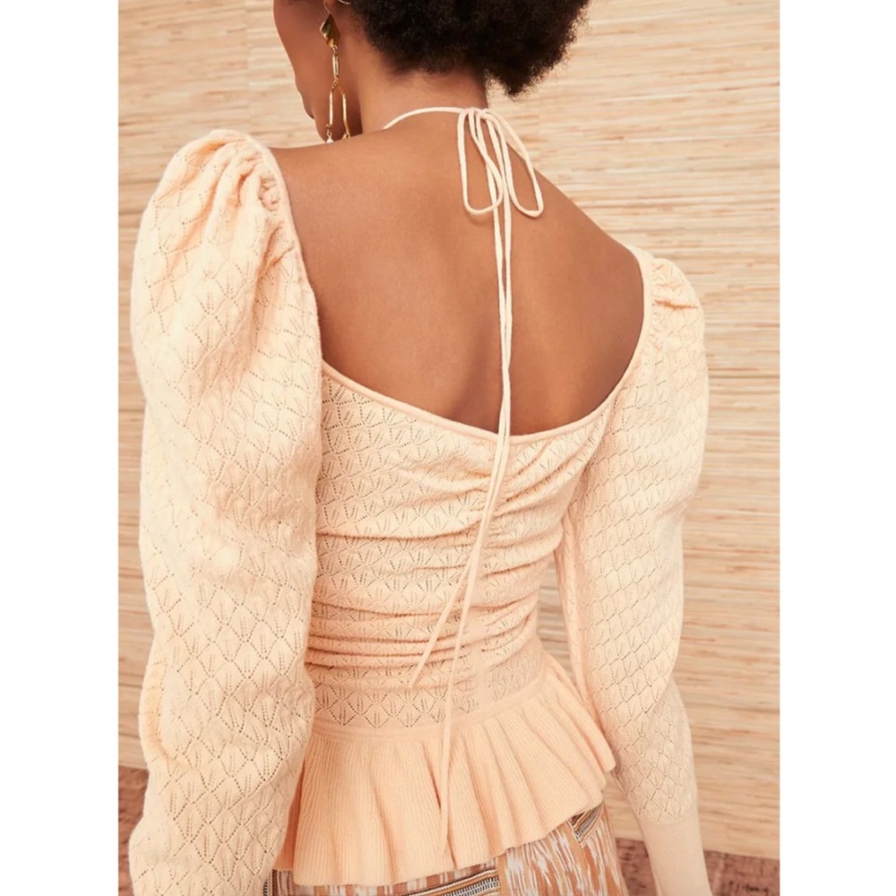 Ulla Johnson Leland Peplum Top in Honey Peach - Picture 3 of 8